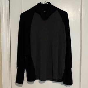 H by Bordeaux Charcoal and Black Cowl Neck Sweater